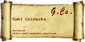 Gabl Csinszka névjegykártya